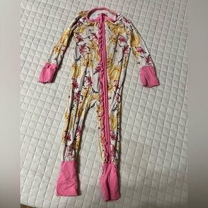 Pumpkin Floral ruffle bamboo zip up sleeper